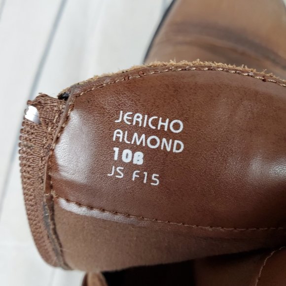 Earth Jericho Leather Moto Biker Ankle Boots Chesnut Brown Ombre Size 10 - Picture 4 of 14